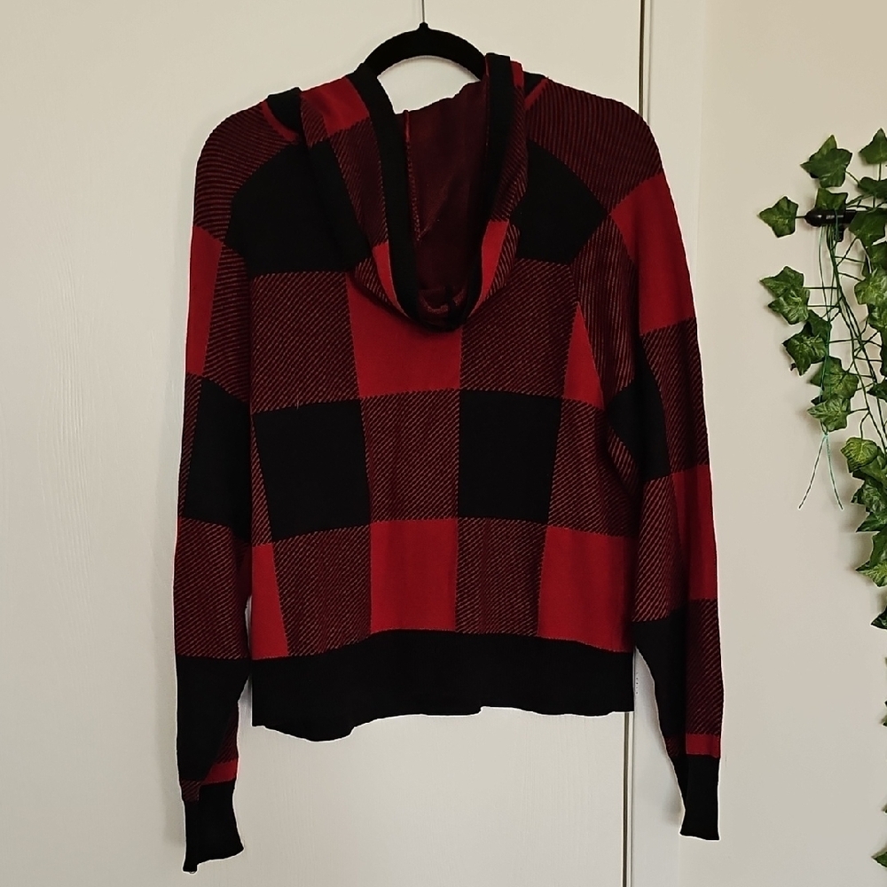 Westport Red and Black Plaid Hoodie with Drawstring - Picture 6 of 6